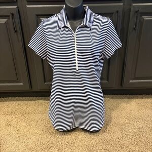 Jofit Polo Shirt Womens L Multicolor Striped 1/4 Zip Golf Top Performance